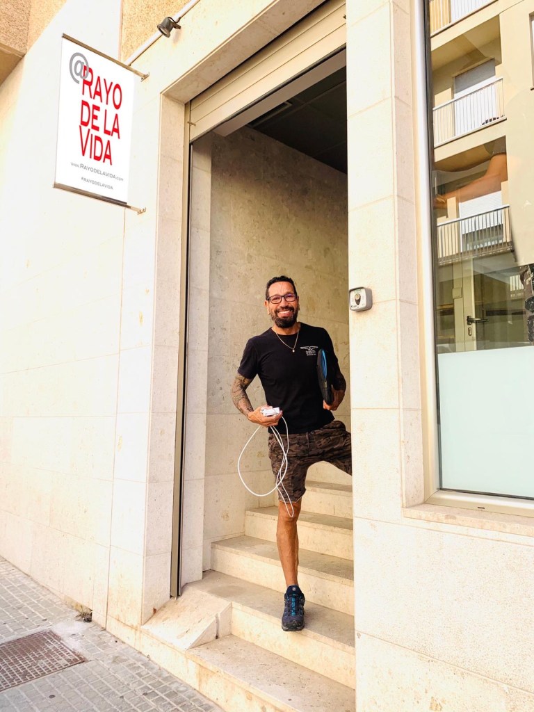 Alfonso Castano at the entrance to @Rayo ce la Vida in Palma de Mallorca